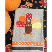 Thanksgiving cartton turkey serviette de main 100% coton